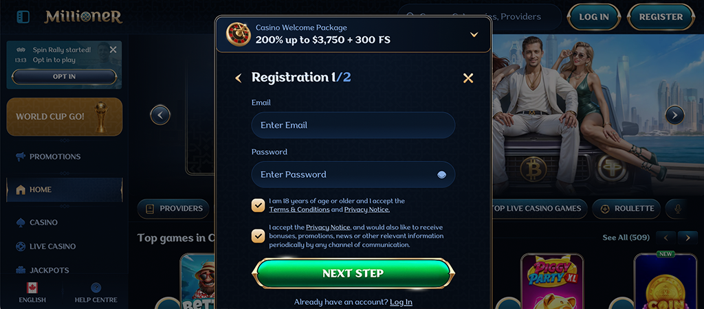 How Registration Works, Millioner casino