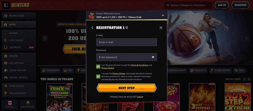 Wintino Canada Casino Member, register