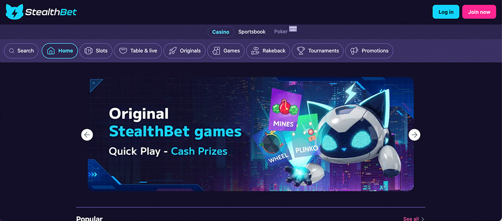 StealthBet Casino, Crypto Payments All in One Place