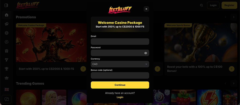 Registration In a Few Steps at BetBluff Casino