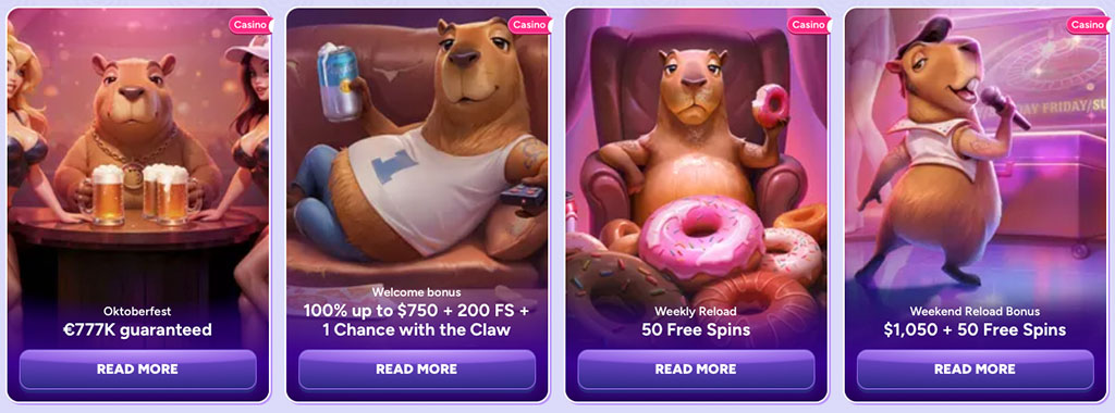 Spinbara Casino, Oktoberfest €777K guaranteed, welcome bonus, free spins, weekly reload 50 free spins, bear characters