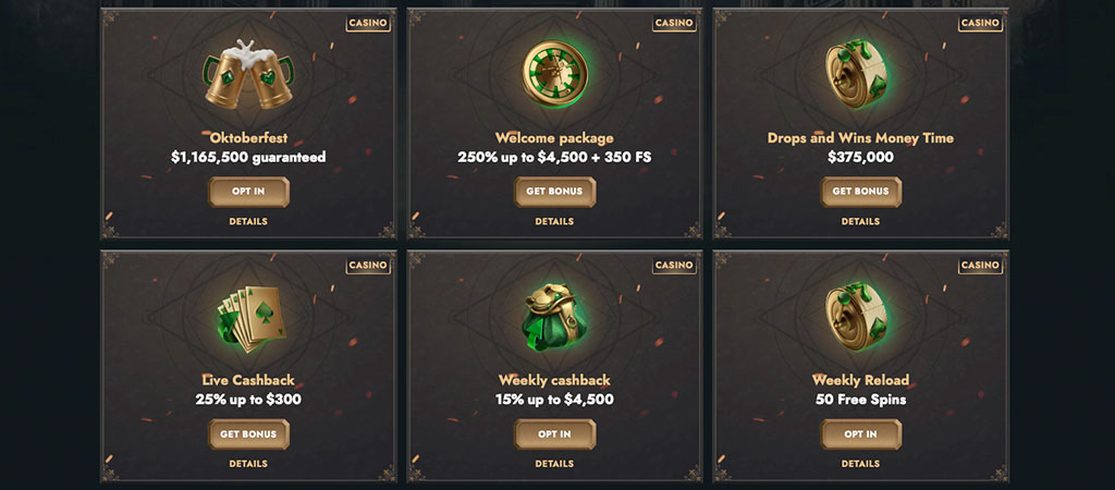 Herospin casino promotions, bonus offers, cashback deals, free spins, Oktoberfest event, welcome package, bonus buttons