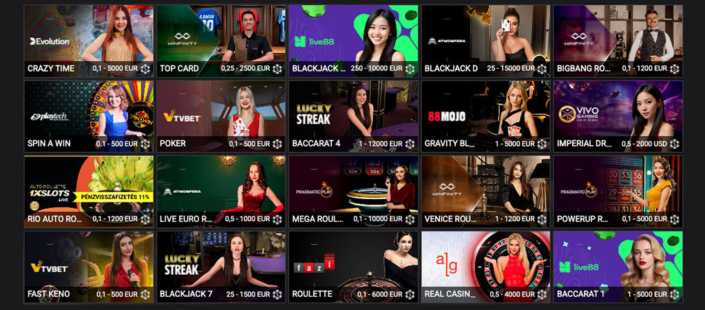 1xSlots casino, live casino games, Crazy Time, Blackjack, Roulette, Poker, Baccarat, Spin a Win, live dealers, casino studios