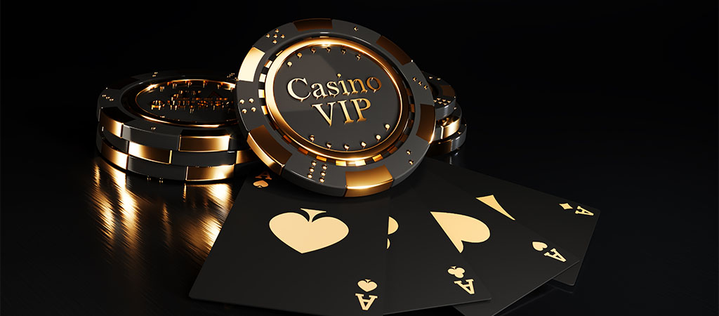 casino VIP, black and gold poker chips, four aces, luxury gambling, high stakes, exclusive membership, premium casino 