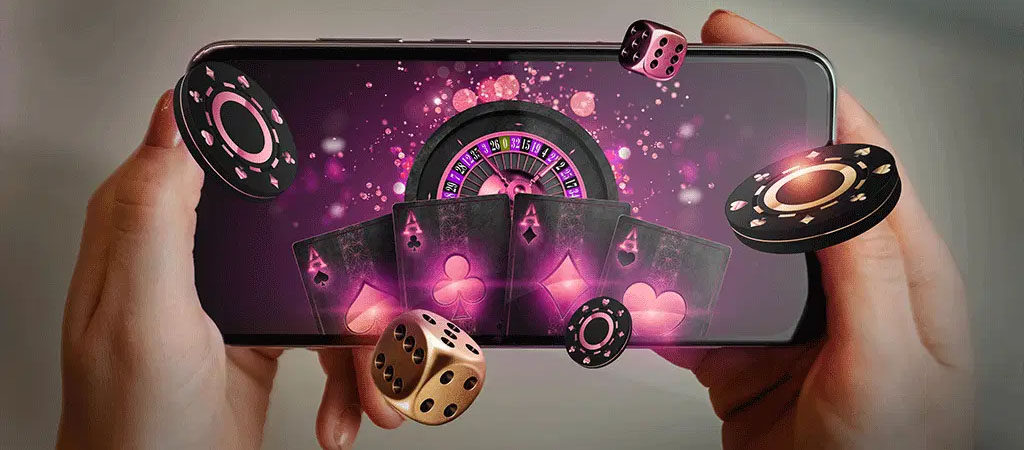mobile casino, live casino, chips, dices, poker card