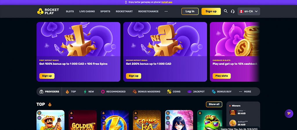 Rocketplay, Casino bonuses Canada, Real Money Casinos Canada
