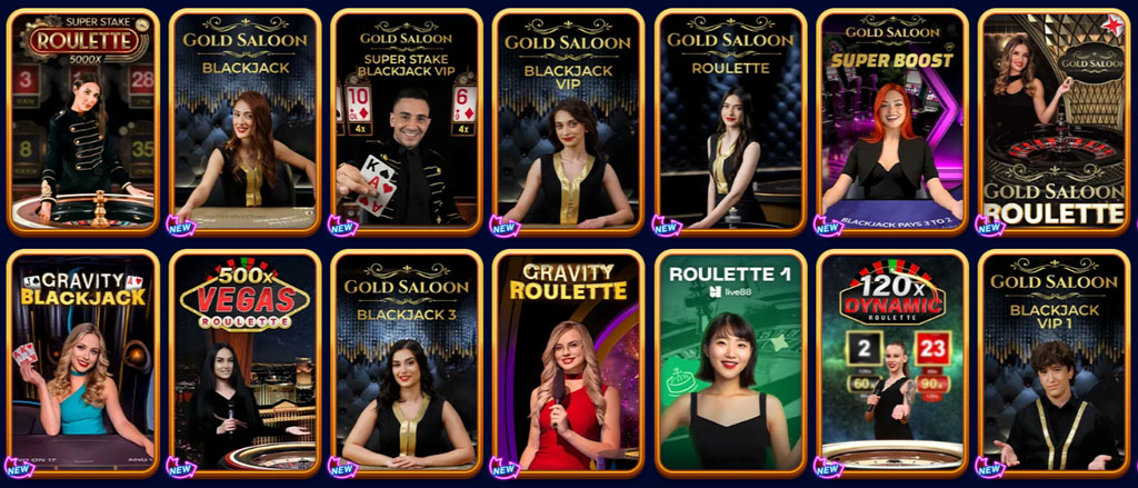 Live Casino Games, game shows, live poker, live blackjack
