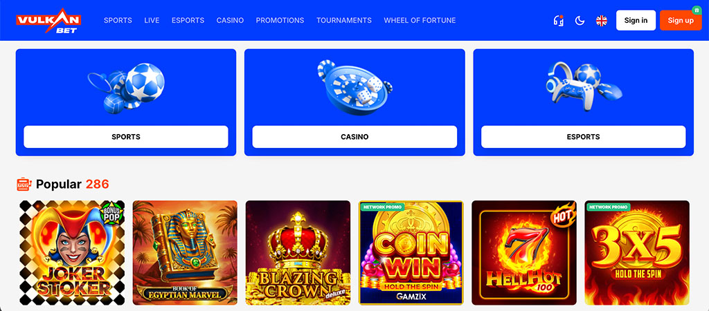 Vulkan Bet, Hot Casino Games and Bonuses