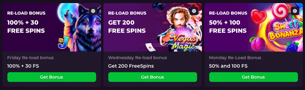Free Spins, Wednesday, Reload Bonus