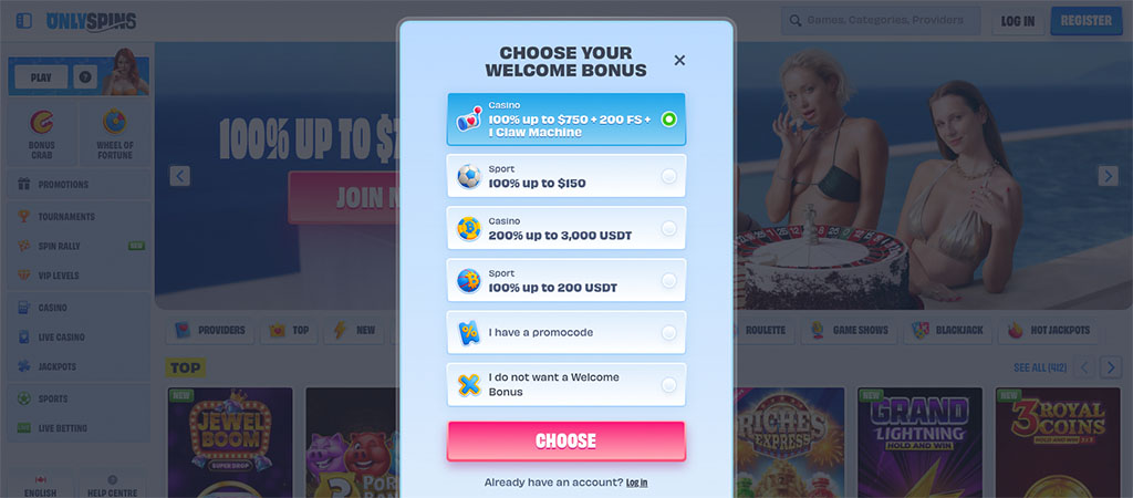 Sign up Quickly and Easily on the OnlySpins Casino Website