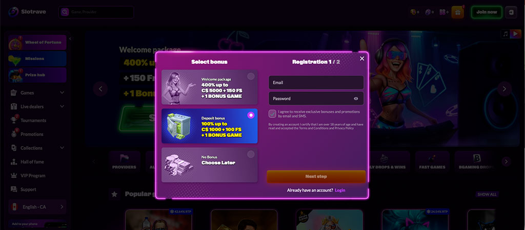 Register Quickly and Easily, Slotrave Casino